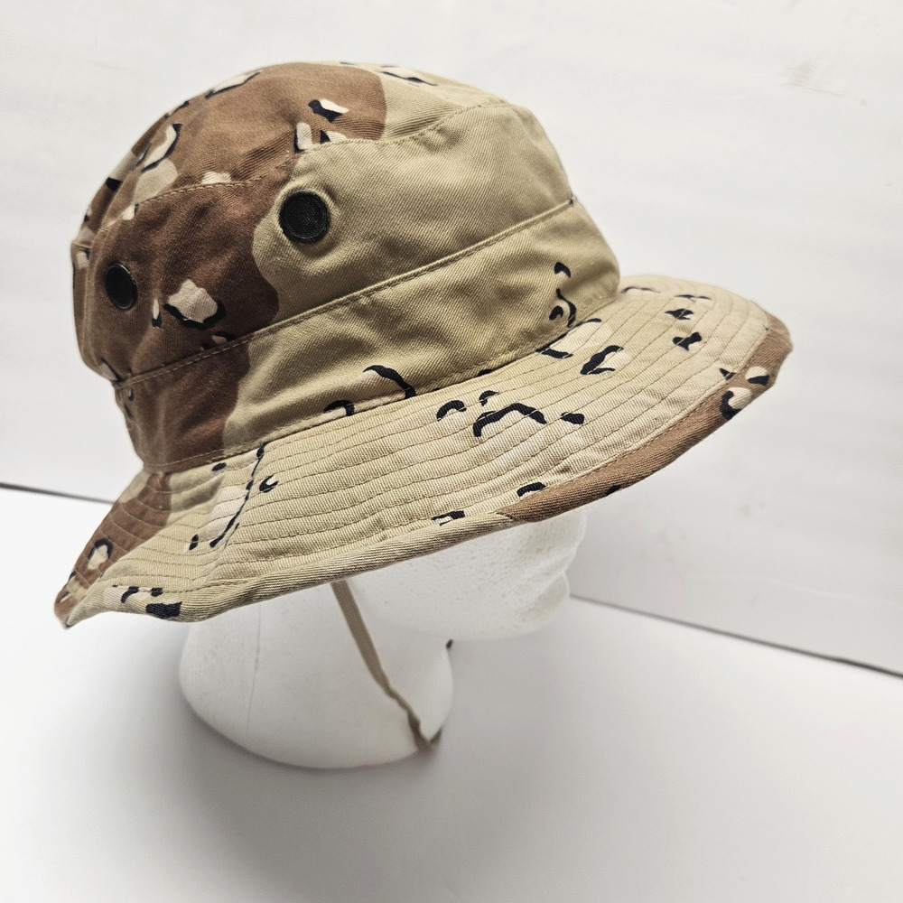 VTG 80s U.S. Military Chocolate Chip Desert Camo Boonie Hat Desert Storm 7 wired